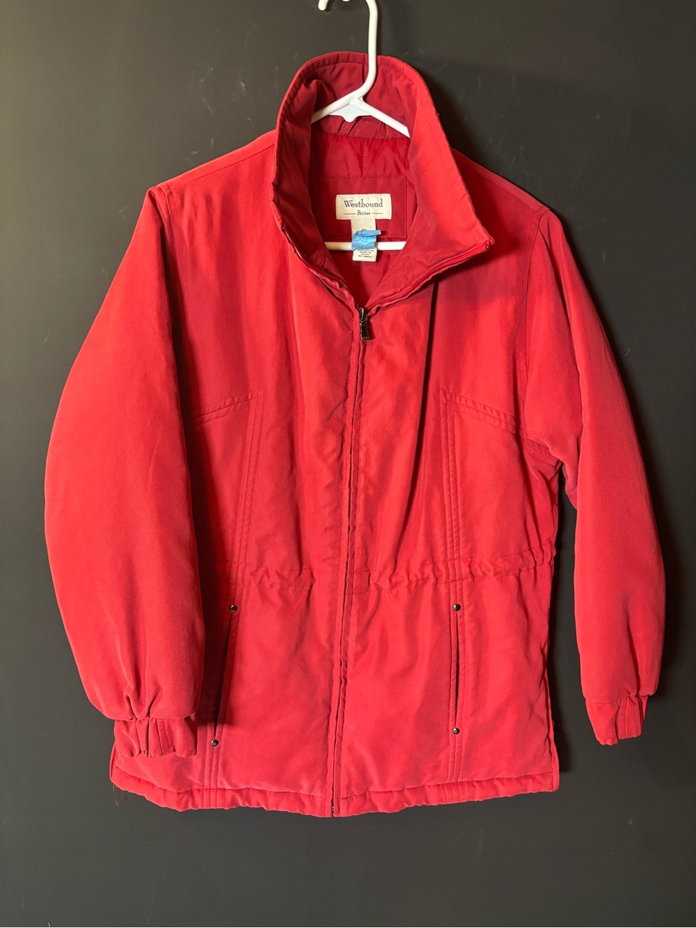 Westbound Women's Red Quilted Puffer Jacket with Stand Collar-PS